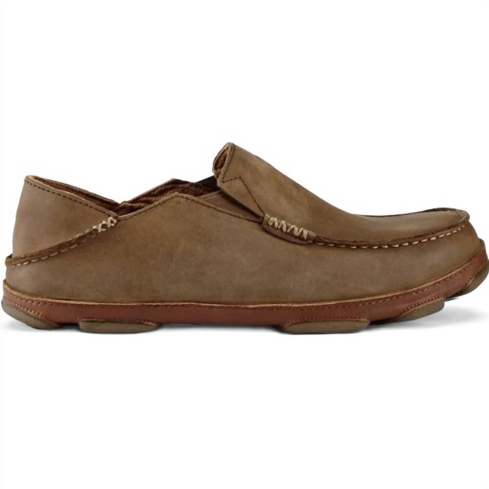 NEW OLUKAI men’s moloa leather shoes in ray / toffee